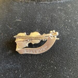 Vintage Pewter Salzburg Hat Brooch Pin Alpine